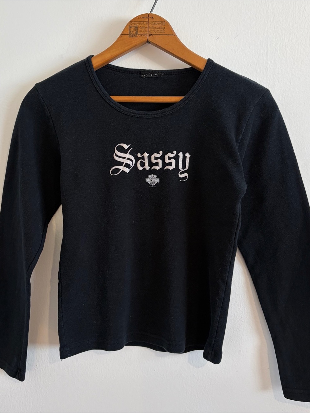 Vintage Harley-Davidson Black Long sleeve with White 'Sassy' glitter Graphic